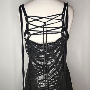 Salvage Black Snakeskin Lace-Up Dress SIze L